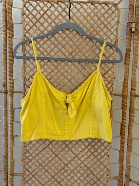 aerie Yellow Tie-Front Cropped Cami